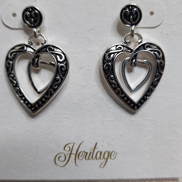 Mixit Jewelry - Mixit Black and Silver Heart Earrings New